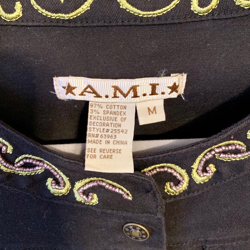 A.M.I. Black Like NEW Embroidered Jacket - Picture 5 of 8